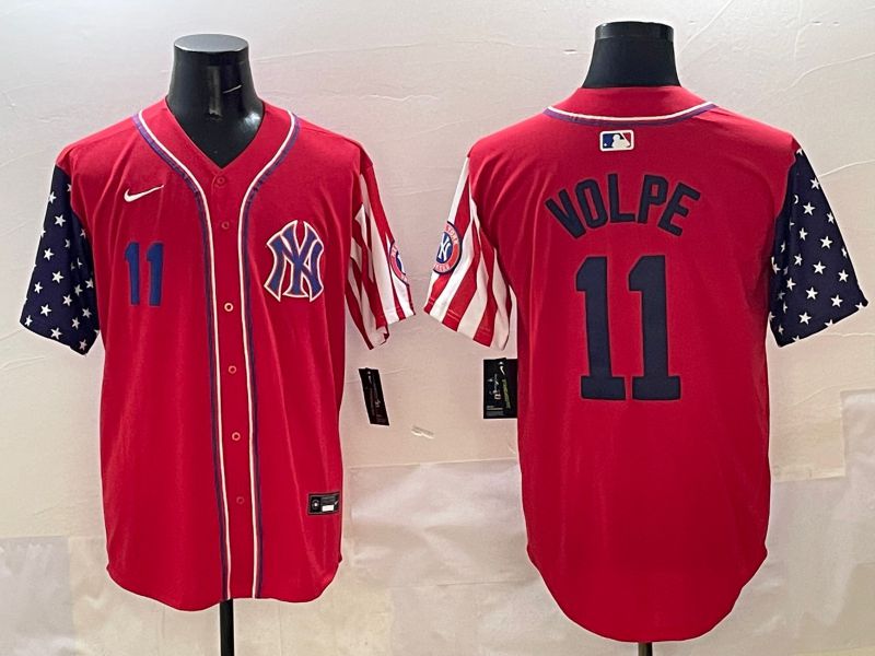 Men New York Yankees 11 Volpe Red a generation of national flags Jointly Name 2025 Nike MLB Jersey style 4